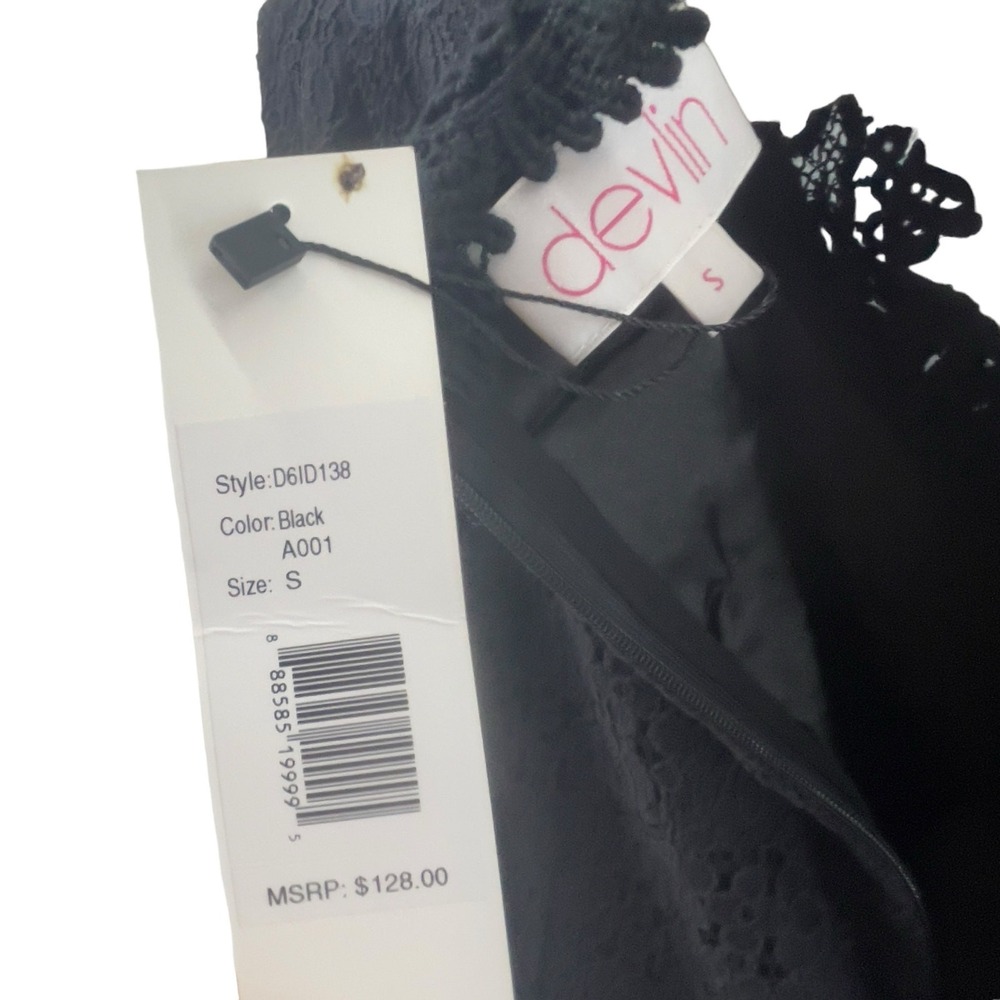Black Lace Babydoll Cocktail Dress Womens Small Devlin Emile New With Tags - Picture 3 of 8